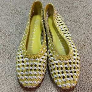 Musse & Cloud Seline Yellow & White Woven Flats
